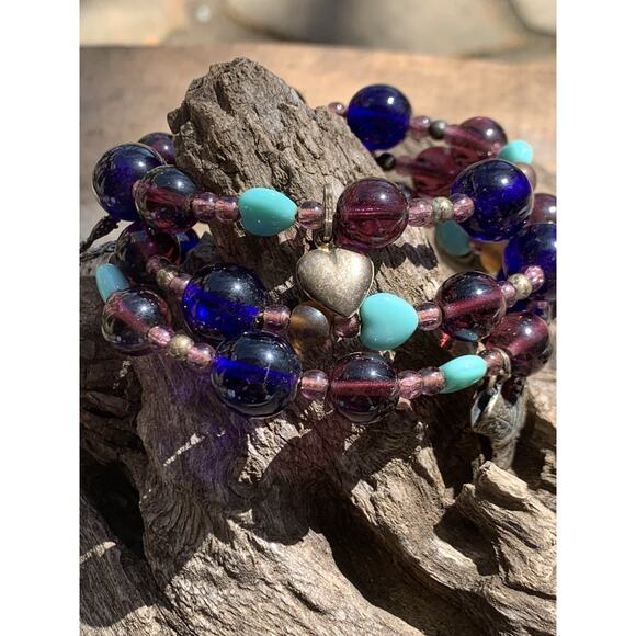 Multi Color Beaded Wrap Bracelet with Sterling Silver Charms - Picture 6 of 7